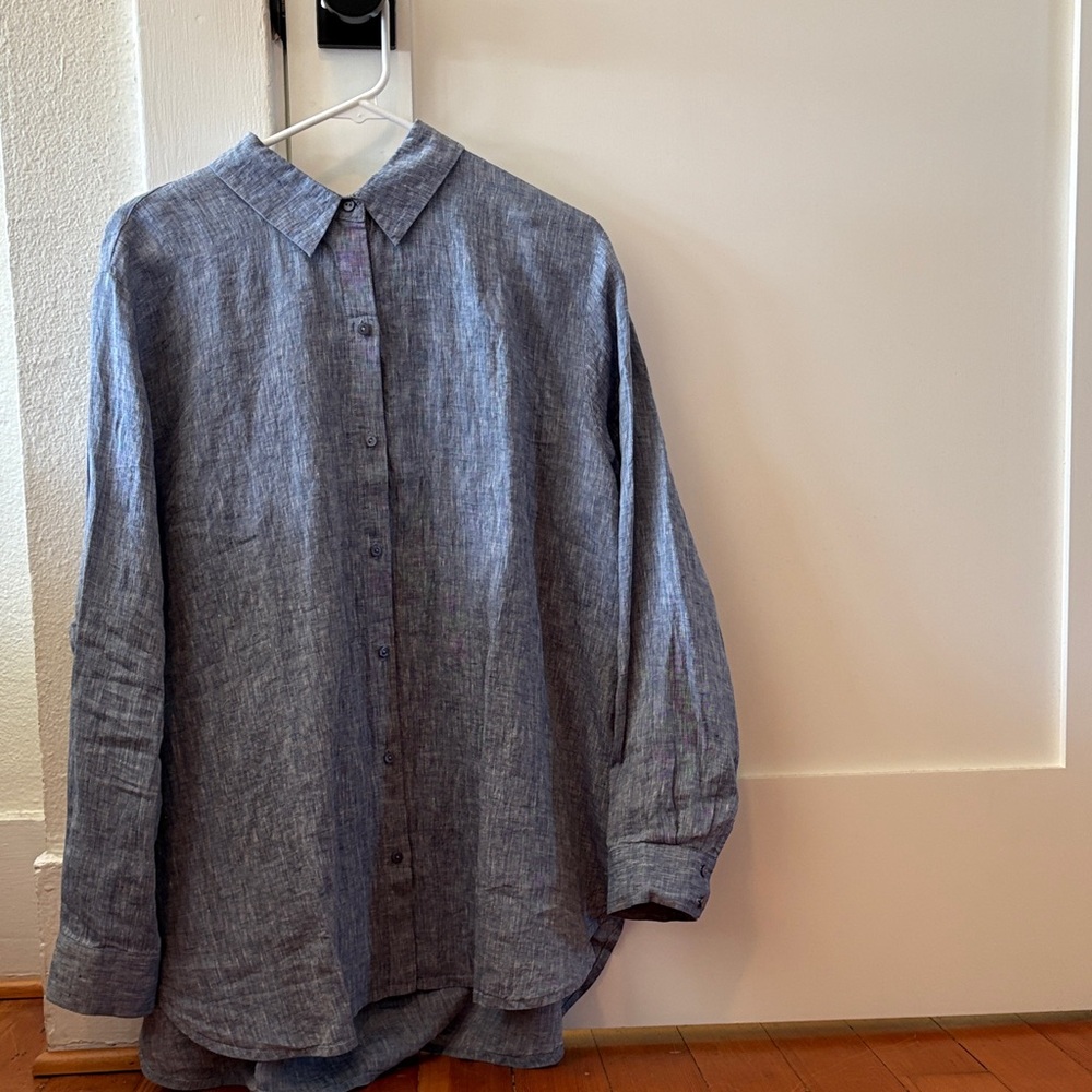 Eileen Fisher Organic Linen Lightweight Button-Up